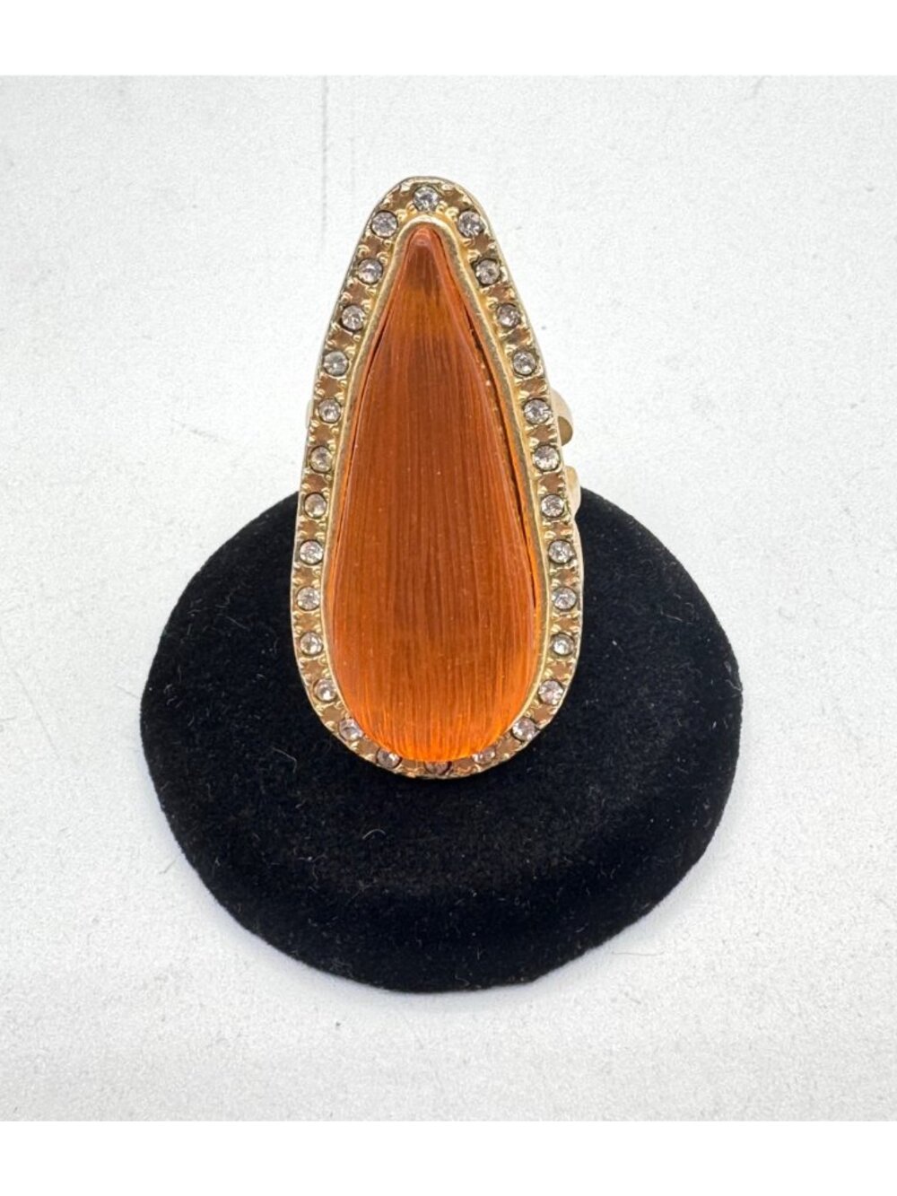 Jewelry Large Orange Resin Gold Tone Cocktail Ring Size 6